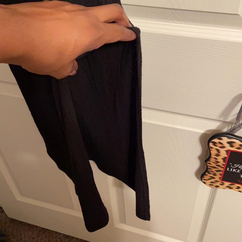 Bongo Ribbed Black Racerback Dress with Side Split - Picture 3 of 5